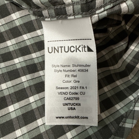 UNTUCKit Mens Stuhlmuller Plaid Button Up Shirt Mens XL Relaxed Fit Green Brown - Picture 8 of 9